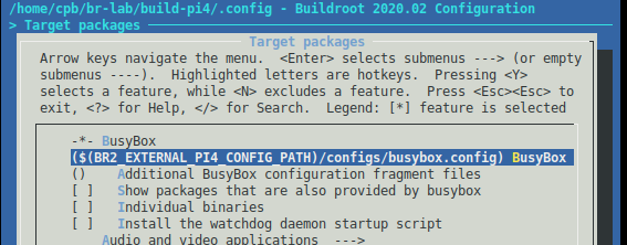 Configuration de Busybox dans notre <em>external tree</em>