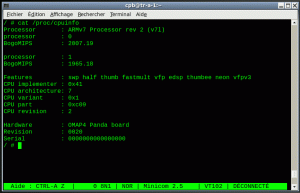 Capture Minicom sur Pandaboard