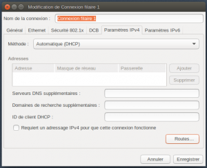 Boîte "Configuration de connexion filaire 1"